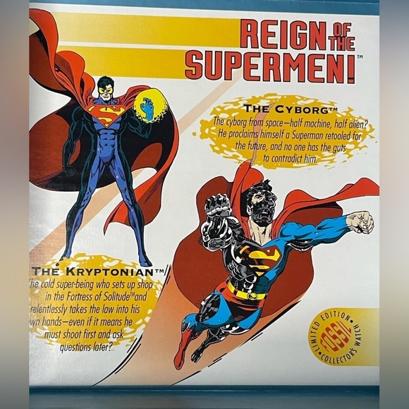 FOSSIL COMMEMORATIVE WATCH “REIGN OF THE SUPERMEN” 1993 COA NIB NUMBERED - Picture 13 of 13